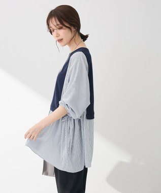 Green Parks 脇リボンドッキングチュニック Navy