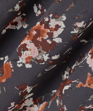 自由区 【洗える】オータムダリアプリント ワンピース オレンジ系