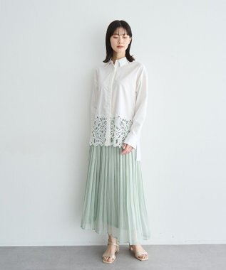 YECCA VECCA シャイニーサテンプリーツスカート Mint