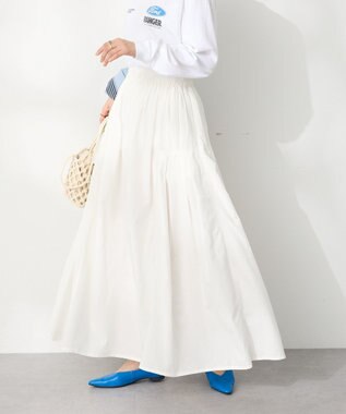 CRAFT STANDARD BOUTIQUE インド綿サイドタック切り替えスカート White