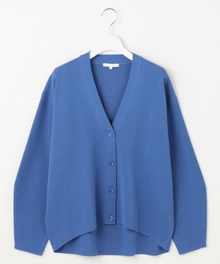 自由区 【洗える】ドライコットンハイゲージニット カーディガン ブルー
