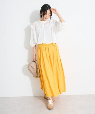CRAFT STANDARD BOUTIQUE インド綿サイドタック切り替えスカート Yellow