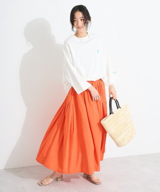 CRAFT STANDARD BOUTIQUE インド綿サイドタック切り替えスカート Orange