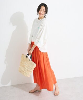 CRAFT STANDARD BOUTIQUE インド綿サイドタック切り替えスカート Orange