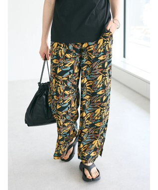 CRAFT STANDARD BOUTIQUE レーヨン柄プリントワイドパンツ Mustard