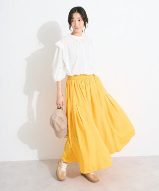 CRAFT STANDARD BOUTIQUE インド綿サイドタック切り替えスカート Yellow
