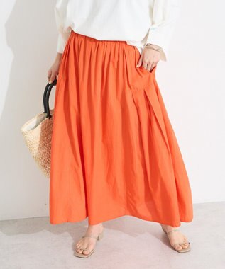 CRAFT STANDARD BOUTIQUE インド綿サイドタック切り替えスカート Orange