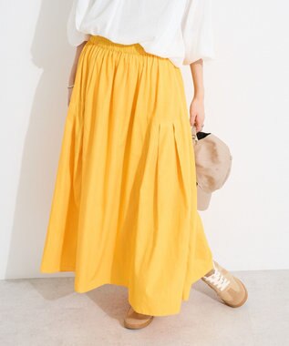 CRAFT STANDARD BOUTIQUE インド綿サイドタック切り替えスカート Yellow