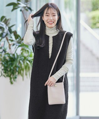 Tiaclasse ボアジャンパースカート ワンピース ブラック