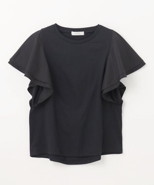 ANY L 【シワになりにくい】ダブルフレアスリーブカットソー ブラック