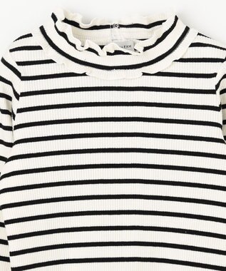 ANY KIDS テレコハイネック長袖Tシャツ ホワイト×ブラック