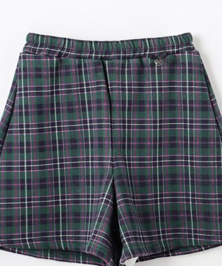 ANY KIDS 裏シャギーチェックショートパンツ グリーン系