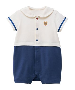 MIKI HOUSE HOT BISCUITS 【70-80cm】くま耳 セーラーカラー ショートオール