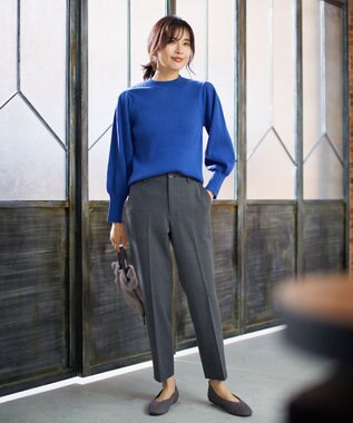 ANY L 【ウエストゴム/ストレッチ/裏起毛】シークレットウォーム　テーパードパンツ チャコールグレンチェック