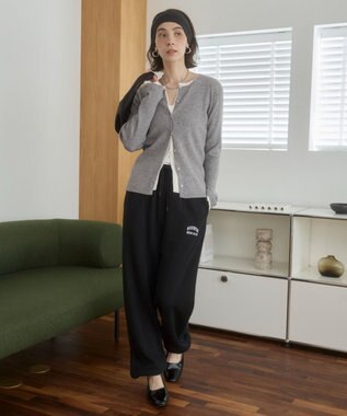 WEGO 【ANGIE VINTAGE】ワンポイント刺繍 裏毛 スウェットパンツ ブラック