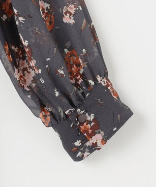 自由区 【洗える】オータムダリアプリント ワンピース オレンジ系