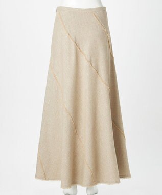 23区 【GOLD LABEL】リネンツイル フリンジ フレアスカート ベージュ系