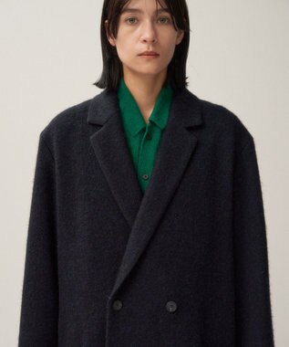 ATON BABY ALPACA | ロングテーラードコート NAVY