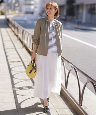 J.PRESS LADIES 【洗える】スムースジャージー ボーダー カットソー オフ×ブラック系