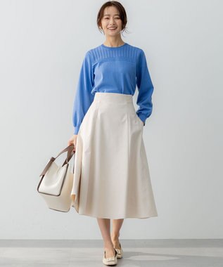 組曲 S 透かし柄 ニットプルオーバー ブルー系