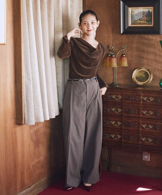 earth music&ecology シアーベロアドレープネックプルオーバー Brown