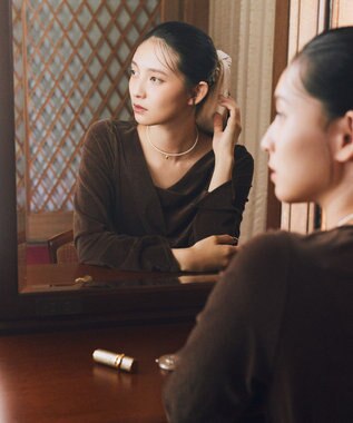 earth music&ecology シアーベロアドレープネックプルオーバー Brown