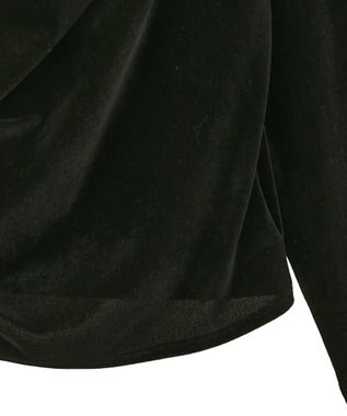 earth music&ecology シアーベロアドレープネックプルオーバー Black