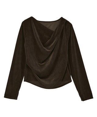 earth music&ecology シアーベロアドレープネックプルオーバー Brown