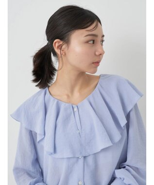 earth music&ecology ラッフルショートブラウス Sax