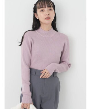 earth music&ecology やわらかタッチハイネックリブプルオーバー Lavender