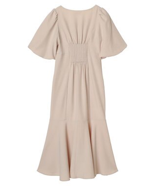earth music&ecology フロントボタン裾フレアワンピース Beige