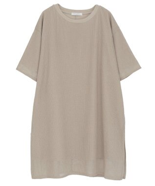 Green Parks 半袖メッシュドッキングチュニック Light Beige