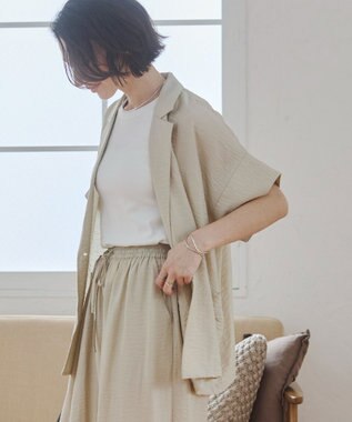 WEGO 【ANGIE VINTAGE】接触冷感半袖ジャケット ホワイトアイボリー