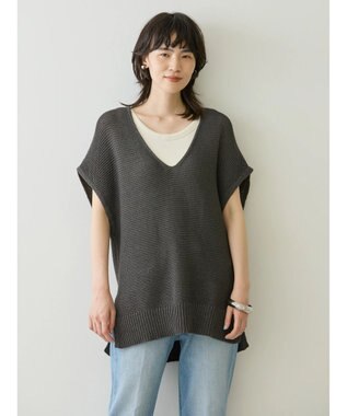 AMERICAN HOLIC リネンブレンドニットベスト Charcoal Gray