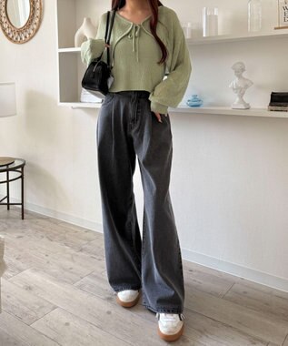 WEGO アンサンブルメッシュリボンカーディガン グリーン