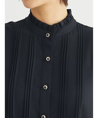 Green Parks ・ＥＬＥＮＣＡＲＥ　ＤＵＥ　ピンタックスタンドブラウス Black