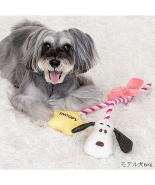 PET PARADISE スヌーピー リボン ロープ トイ ピンク