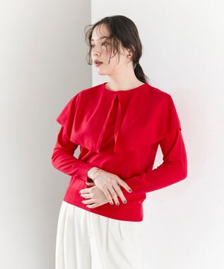 #Newans 【洗える】ケープカラープルオーバー レッド