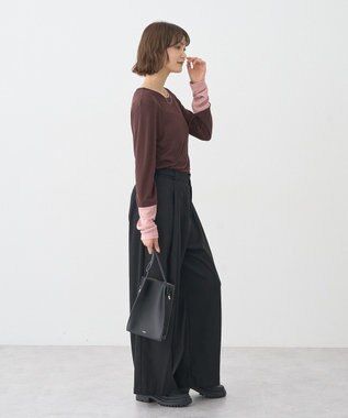 earth music&ecology 【2WAY】ウエストタブタックパンツ Black