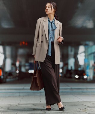 UNFILO マイビューティ タックワイドパンツ ブラウン