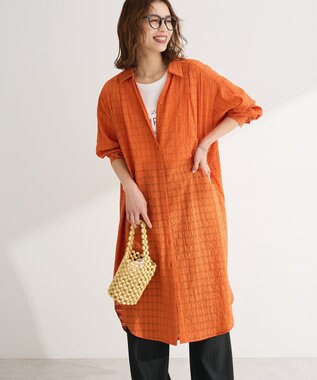 Green Parks シアーチェックシャツワンピース