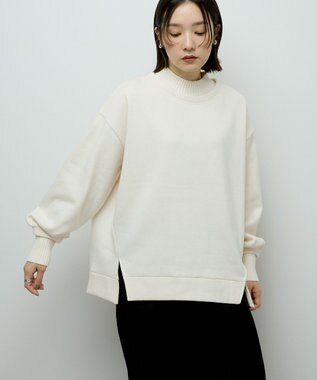 Green Parks リブドッキング裏起毛プルオーバー Ecru