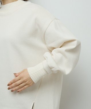 Green Parks リブドッキング裏起毛プルオーバー Ecru