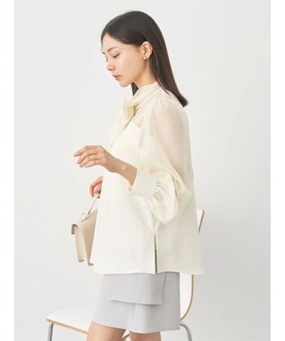 earth music&ecology シアードッキングブラウス Ivory