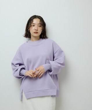 Green Parks リブドッキング裏起毛プルオーバー Purple