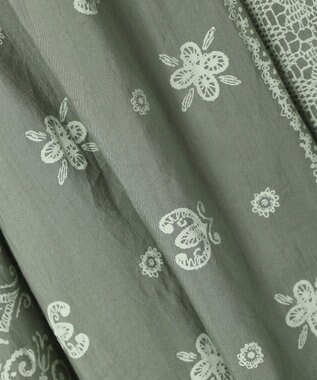 CRAFT STANDARD BOUTIQUE インド綿パネル柄ウエスト切り替えボリュームワンピース Light Green