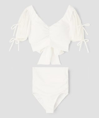 San-ai Resort（三愛水着楽園） 【San-ai Resort×PEACH JOHNコラボ】【ナイスバディ水着】パフスリーブワイヤービキニ　9M・11L　【San-ai Resort（サンアイリゾート）】 ホワイト