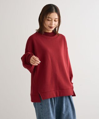 Green Parks リブドッキング裏起毛プルオーバー Red