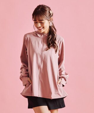 San-ai Resort（三愛水着楽園） 【WEB限定】ラッシュパーカー付き4点セット　9M・11L　【San-ai Resort（サンアイリゾート）】 ピンク×ブラック