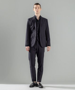 JOSEPH HOMME 新柄【洗える/ストレッチ/シワになりにくい/セットアップ対応可】クールドッツストレッチ ジレ ネイビー系